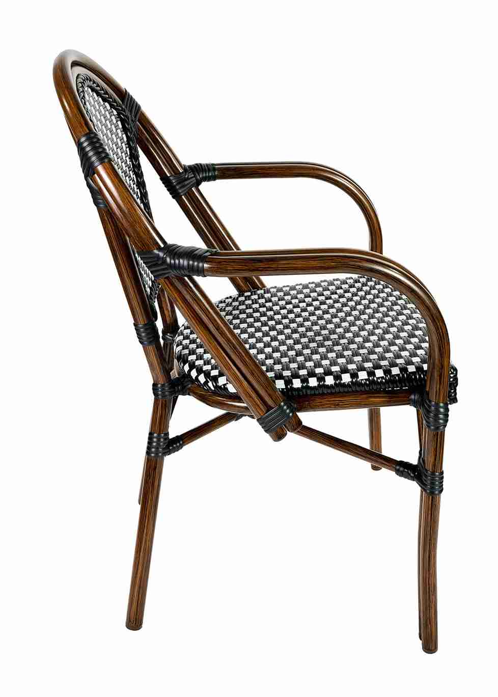 Toulouse Scratch and Dent Black and White French Bistro Chair Patio Dining with Arms CBPABLA-AX-T-SD