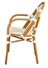 Toulouse White and Beige French Bistro Patio Dining Chair with Arms CBPAWB-AX-T