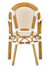 Toulouse White and Beige French Bistro Patio Dining Chair with Arms CBPAWB-AX-T