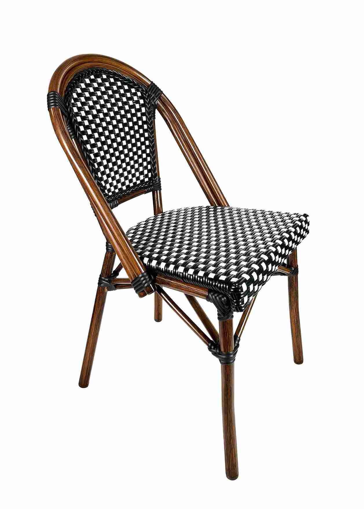 Toulouse Black on White French Bistro Patio Dining Chair CBPBLA-AX-T
