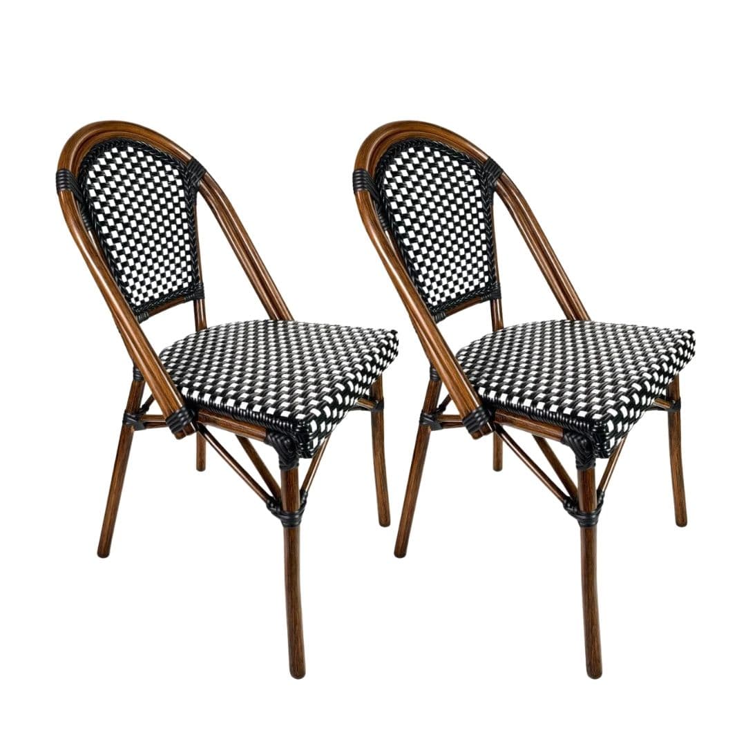 Toulouse Black on White French Bistro Patio Dining Chair CBPBLA-AX-T