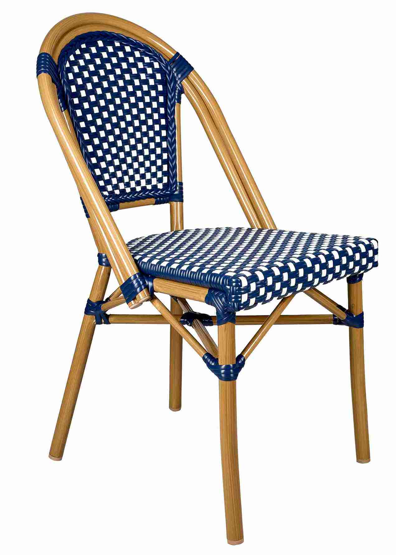 Toulouse Blue and White French Bistro Patio Dining Chair CBPBLU-AX-T