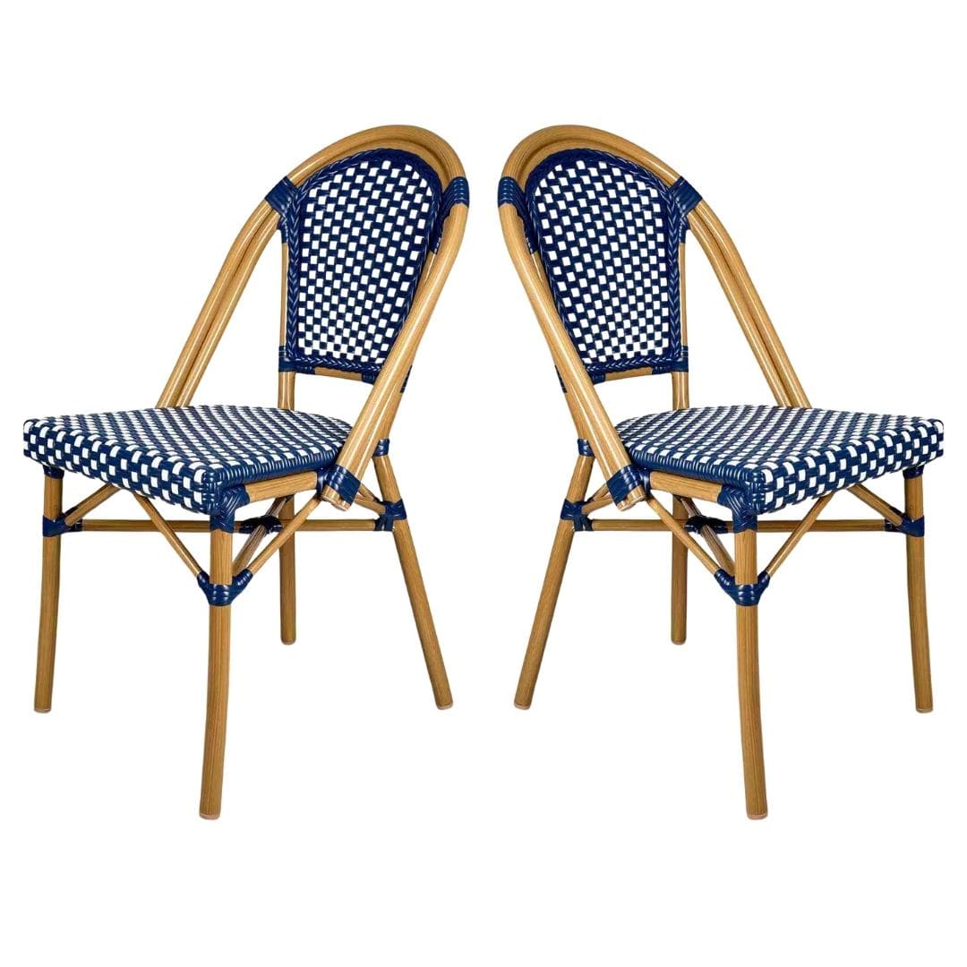 Toulouse Blue and White French Bistro Patio Dining Chair CBPBLU-AX-T