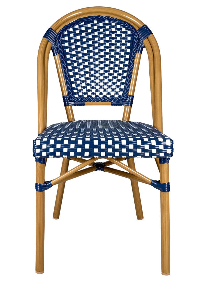 Toulouse Blue and White French Bistro Set Includes 40" Table and 4 Chairs FBK-BLU-BLU4-AX