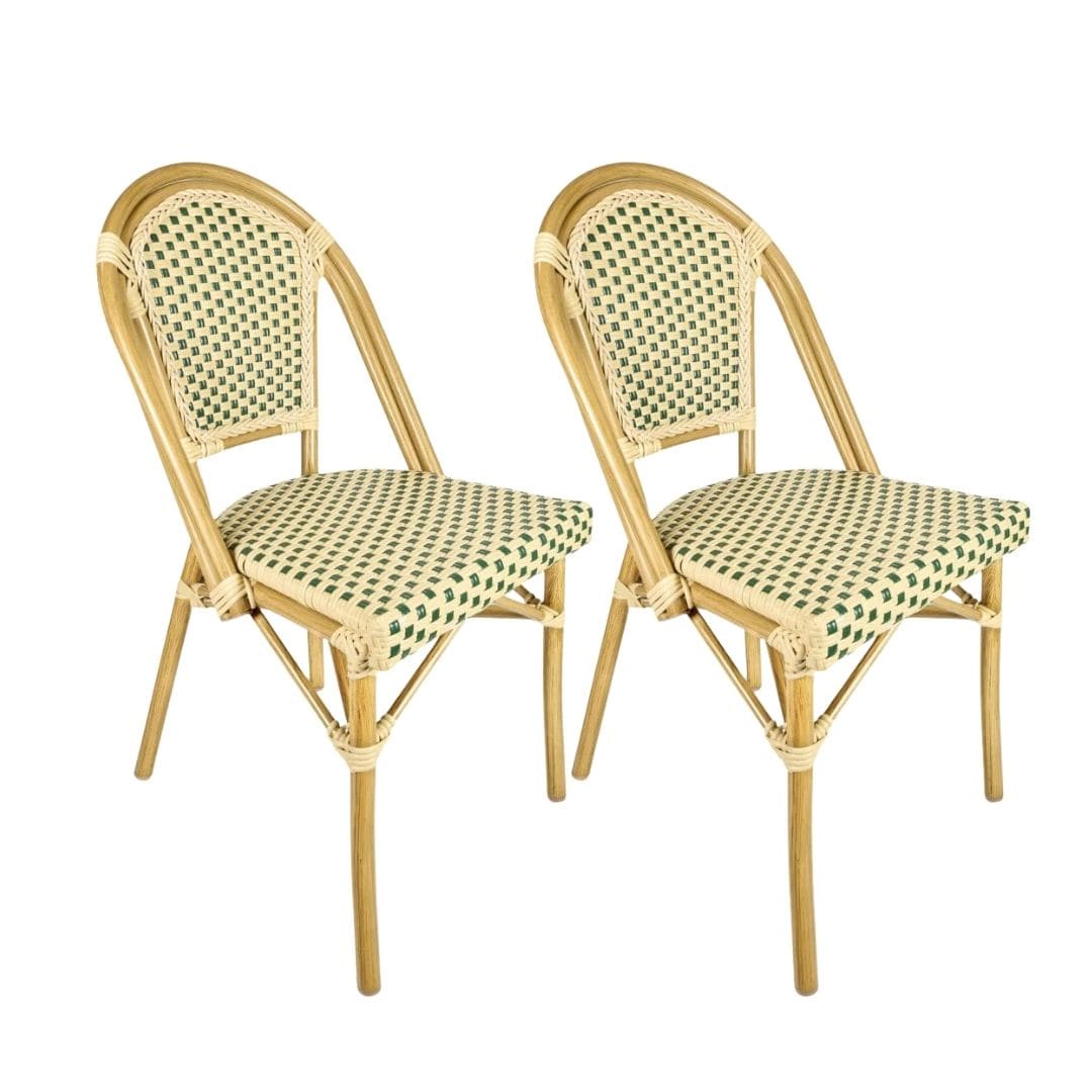 Toulouse Beige and Green French Bistro Patio Dining Chair CBPW-AX-T