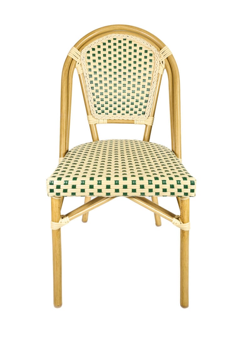 Toulouse Beige and Green French Bistro Set Includes 48" x 36" Table and 4 Chairs FBK-SQ-BG-W4-AX