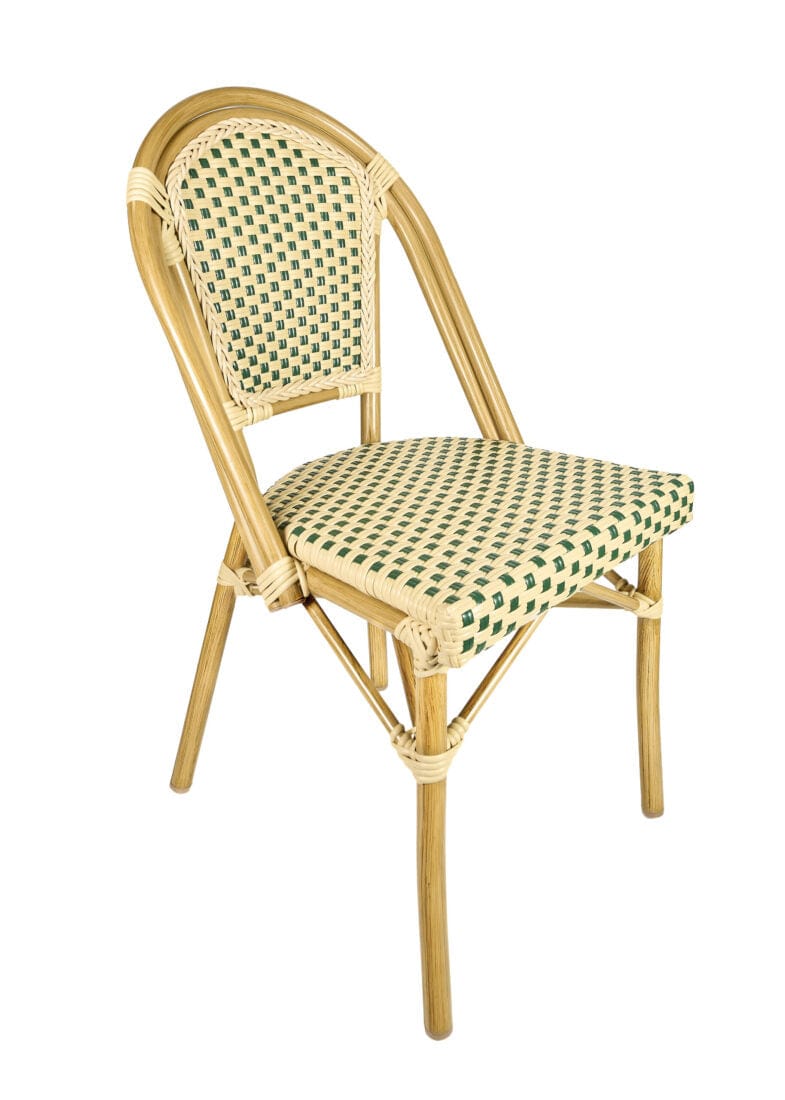 Toulouse Beige and Green French Bistro Set Includes 48" x 36" Table and 4 Chairs FBK-SQ-BG-W4-AX