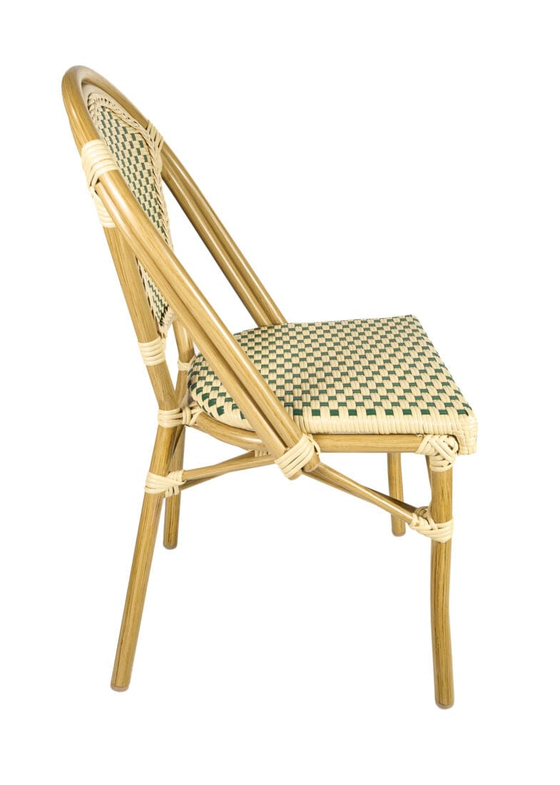 Toulouse Beige and Green French Bistro Set Includes 48" x 36" Table and 4 Chairs FBK-SQ-BG-W4-AX