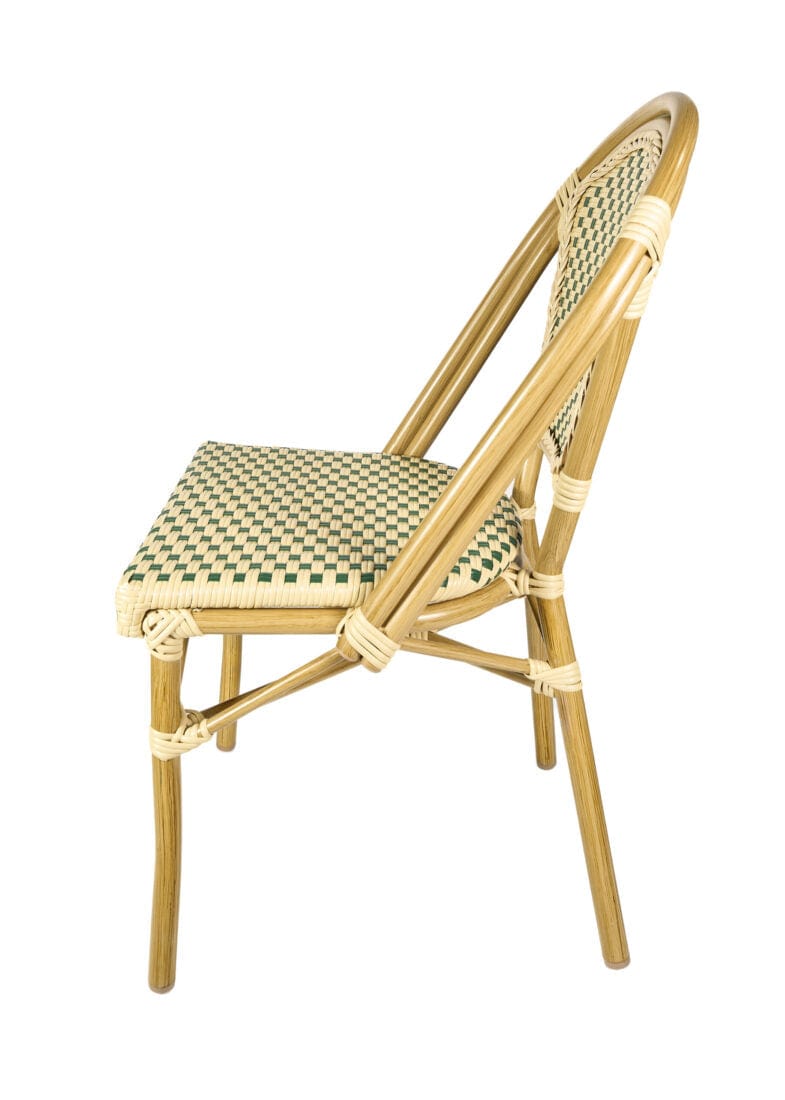 Toulouse Beige and Green French Bistro Set Includes 40" Table and 4 Chairs FBK-BG-W4-AX