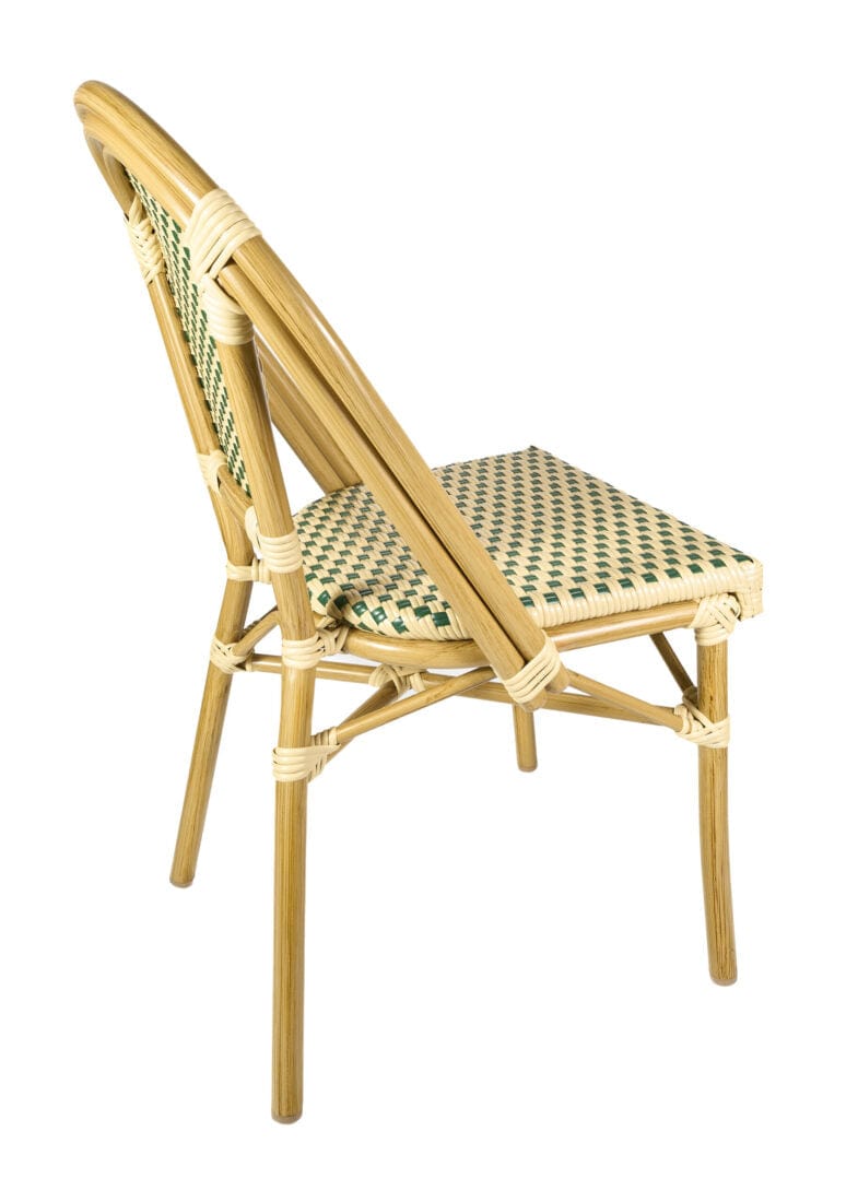 Toulouse Beige and Green French Bistro Set Includes 48" x 36" Table and 4 Chairs FBK-SQ-BG-W4-AX