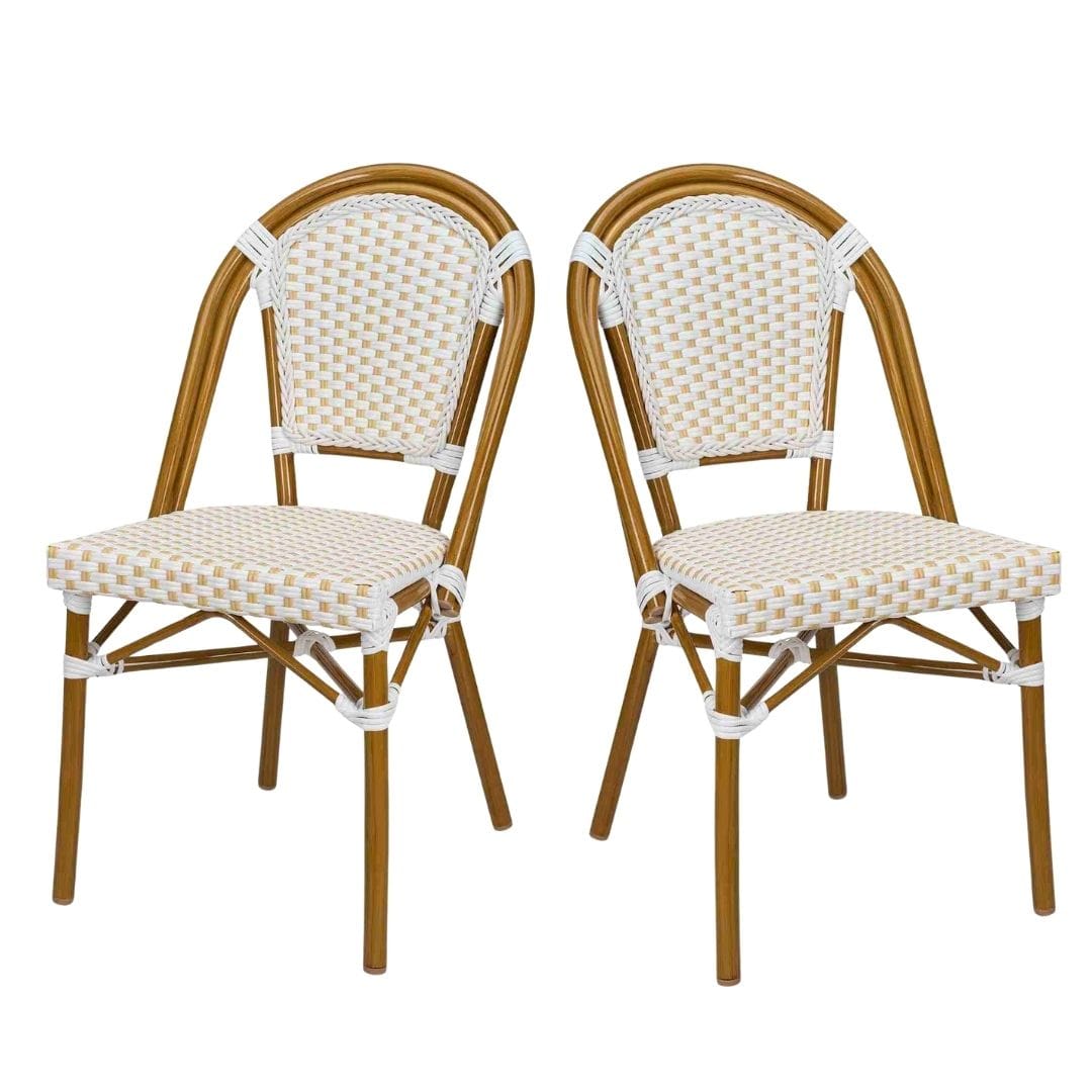 Toulouse White and Beige French Bistro Patio Dining Chair CBPWB-AX-T