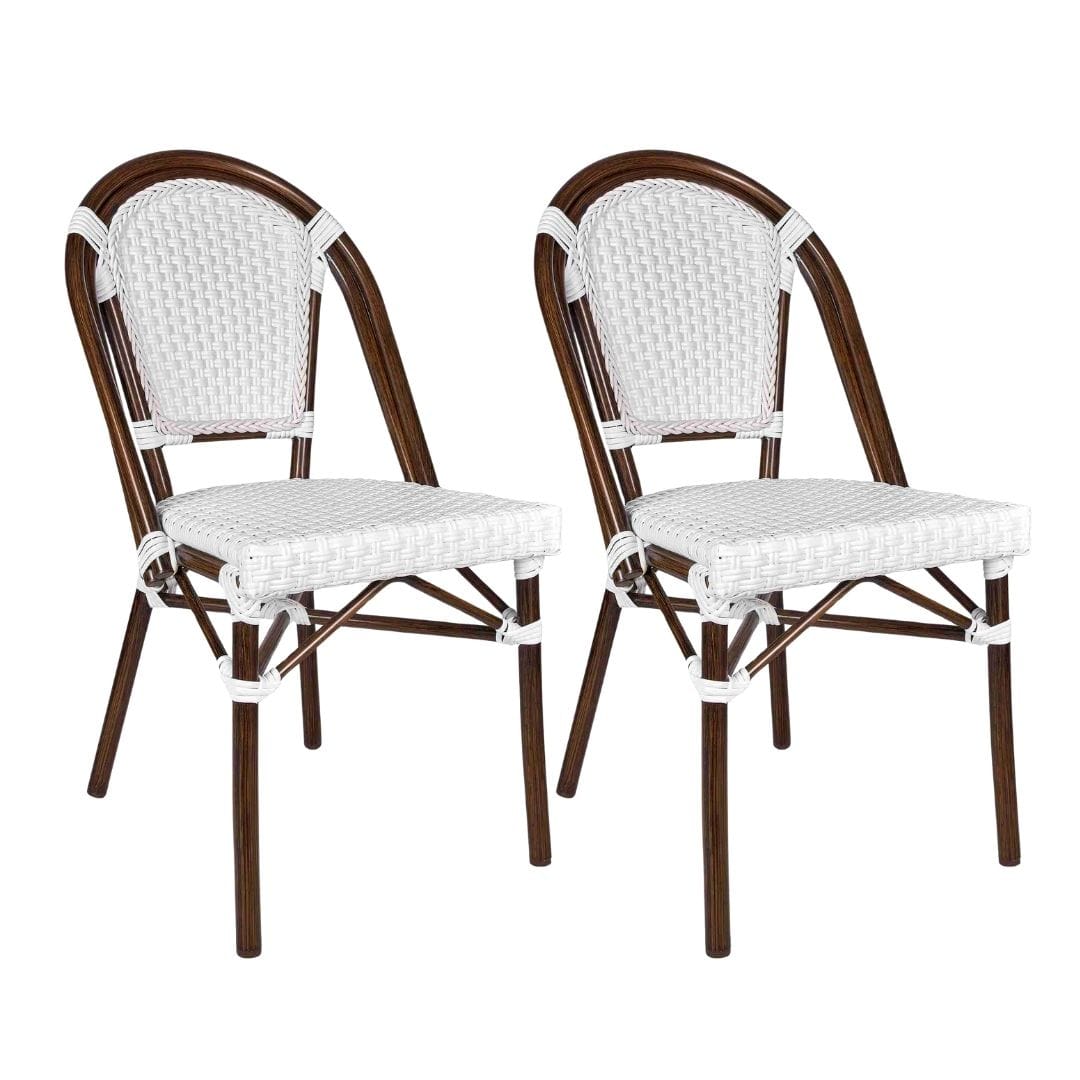 Toulouse White on White Dark Frame French Bistro Patio Dining Chair CBPWD-AX-T