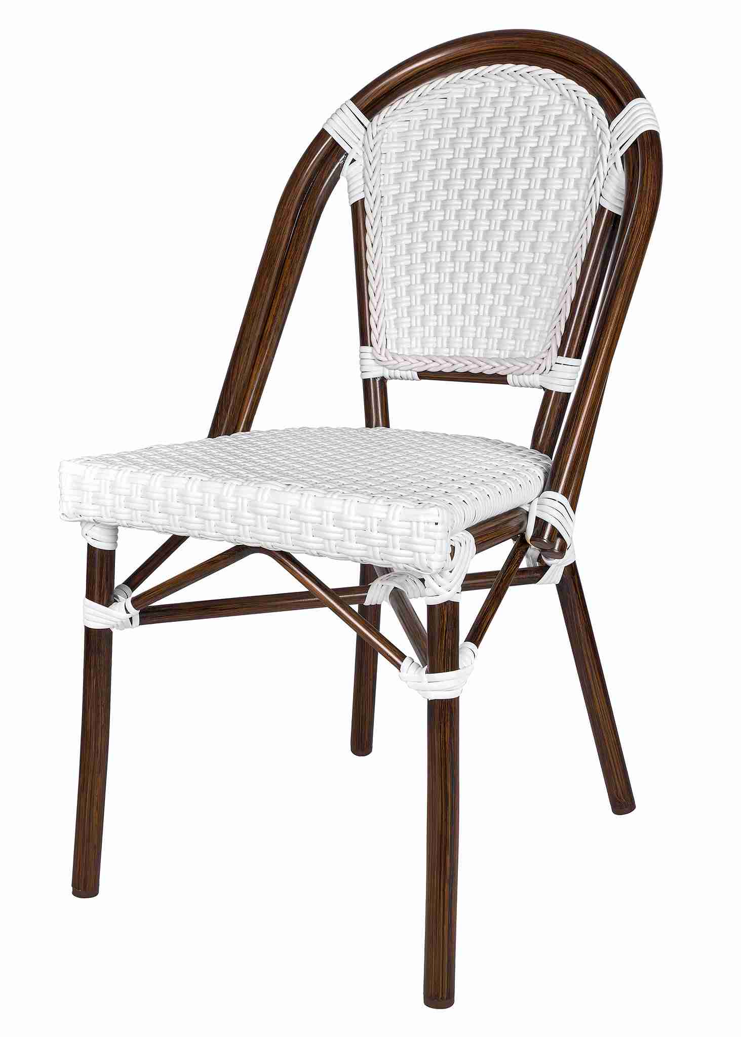 Toulouse White on White Dark Frame French Bistro Patio Dining Chair CBPWD-AX-T