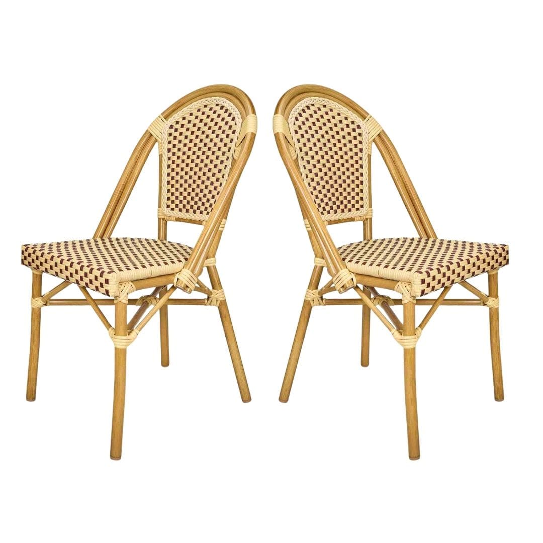 Toulouse Maroon and Beige French Bistro Patio Dining Chair CBPWM-AX-T