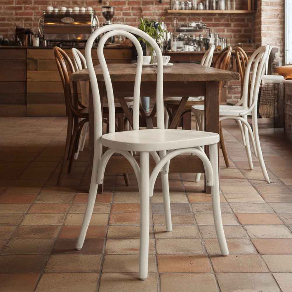 Chivari White Distressed ToughWood™ Bentwood Chair CBWW-ZG-T
