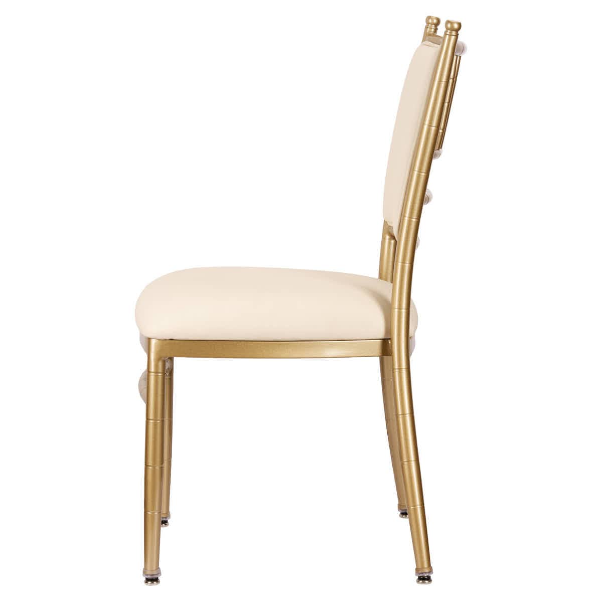 Lusso Luxury Chairs Chiavari 2.0 Bellissimo Champagne Gold Aluminum Chair with White Silicone Cushion CCA2CHG-AX