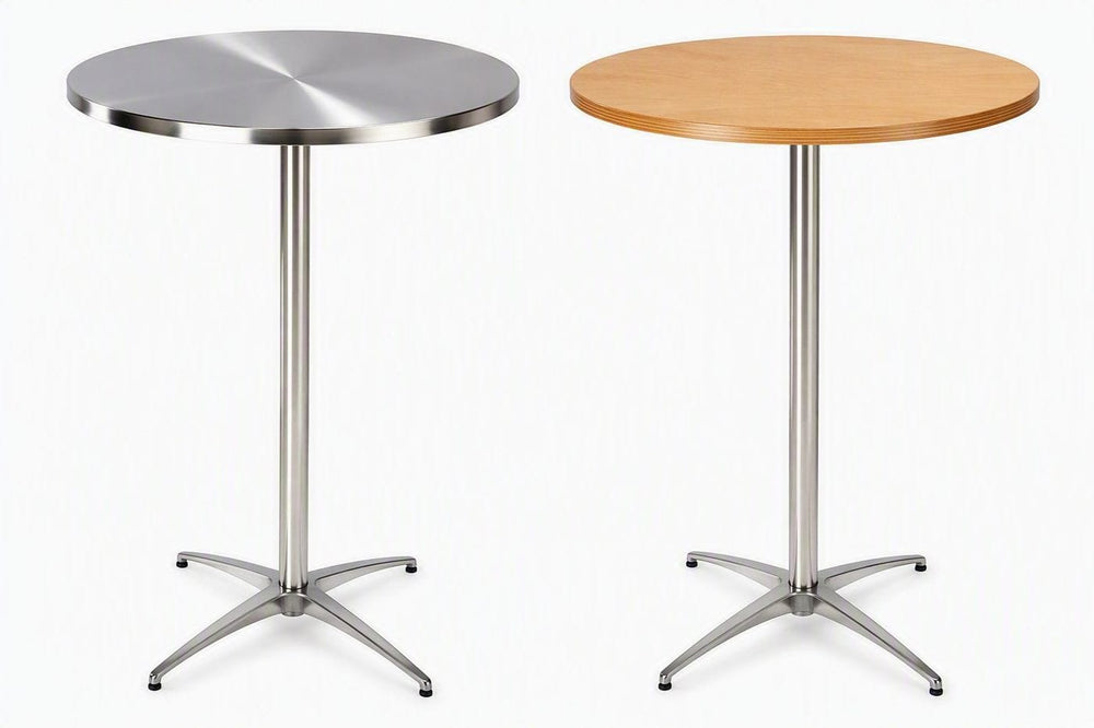 Cocktail high-top tables at 42-inch bar height