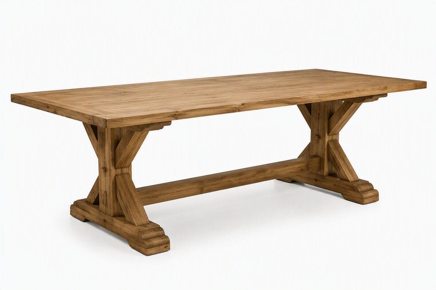 Solid pinewood farm table with trestle base