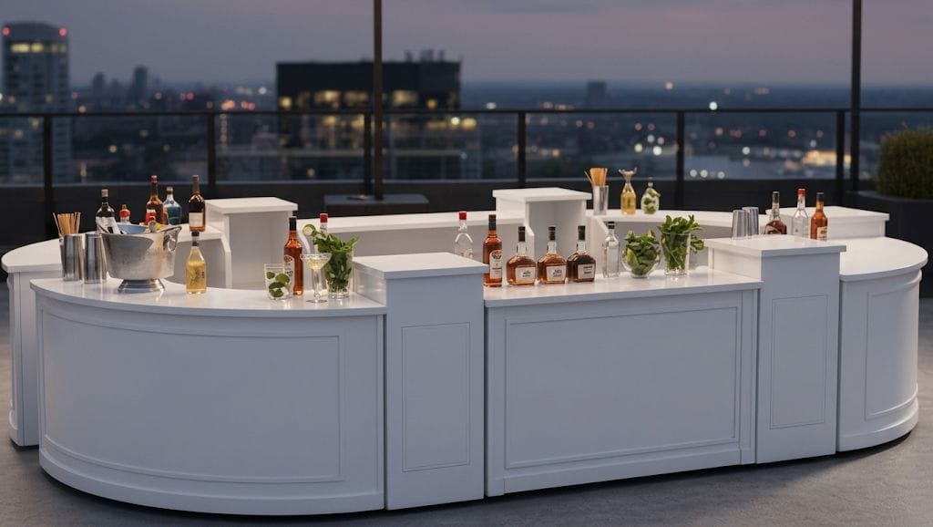 Modular portable bar with brandable front panels