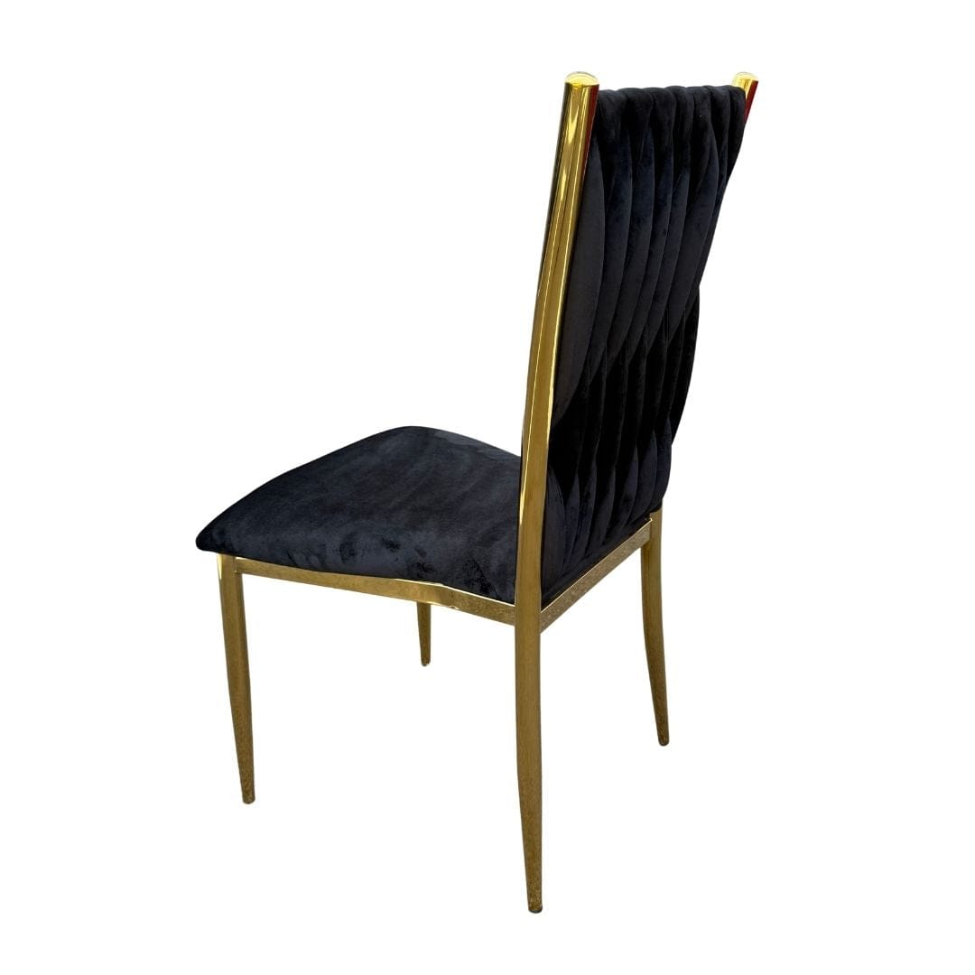 Chivari Caterpillar Chair Stainless Steel Gold Frame with Black Cushions CCPM-B-AX-SO