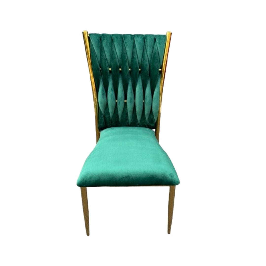 Chivari Caterpillar Chair Stainless Steel Gold Frame with Hunter Green Cushions CCPM-HG-AX-SO