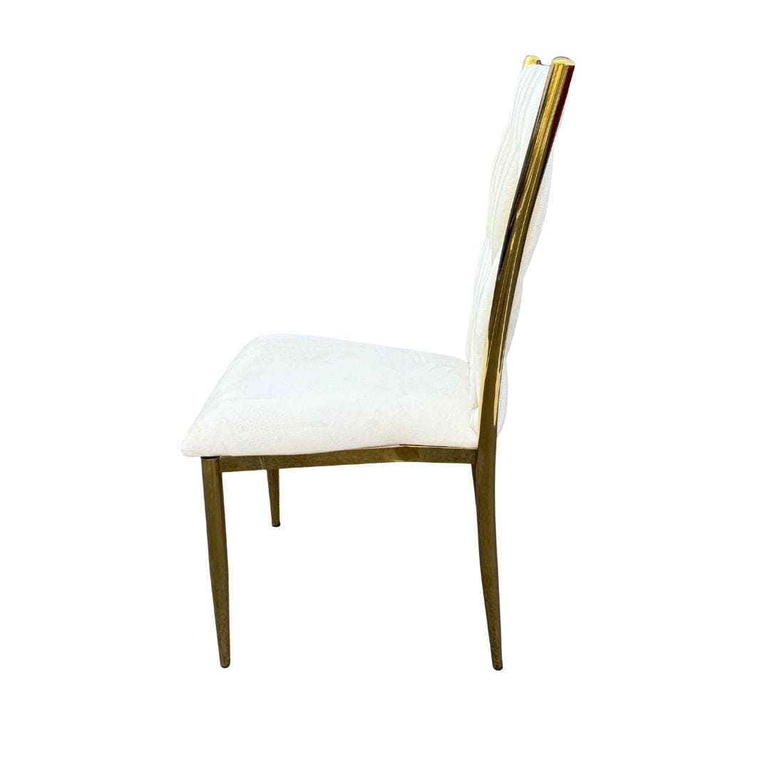 Chivari Caterpillar Chair Stainless Steel Gold Frame with Ivory Cushions CCPM-I-AX-SO
