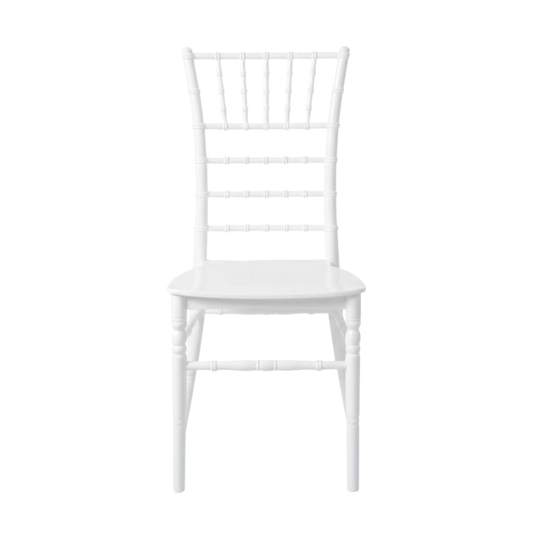Chivari White BasicResin™ Chiavari Chair CCPW-v22-SG-T