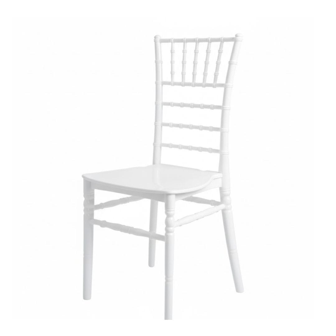 Chivari White BasicResin™ Chiavari Chair CCPW-v22-SG-T