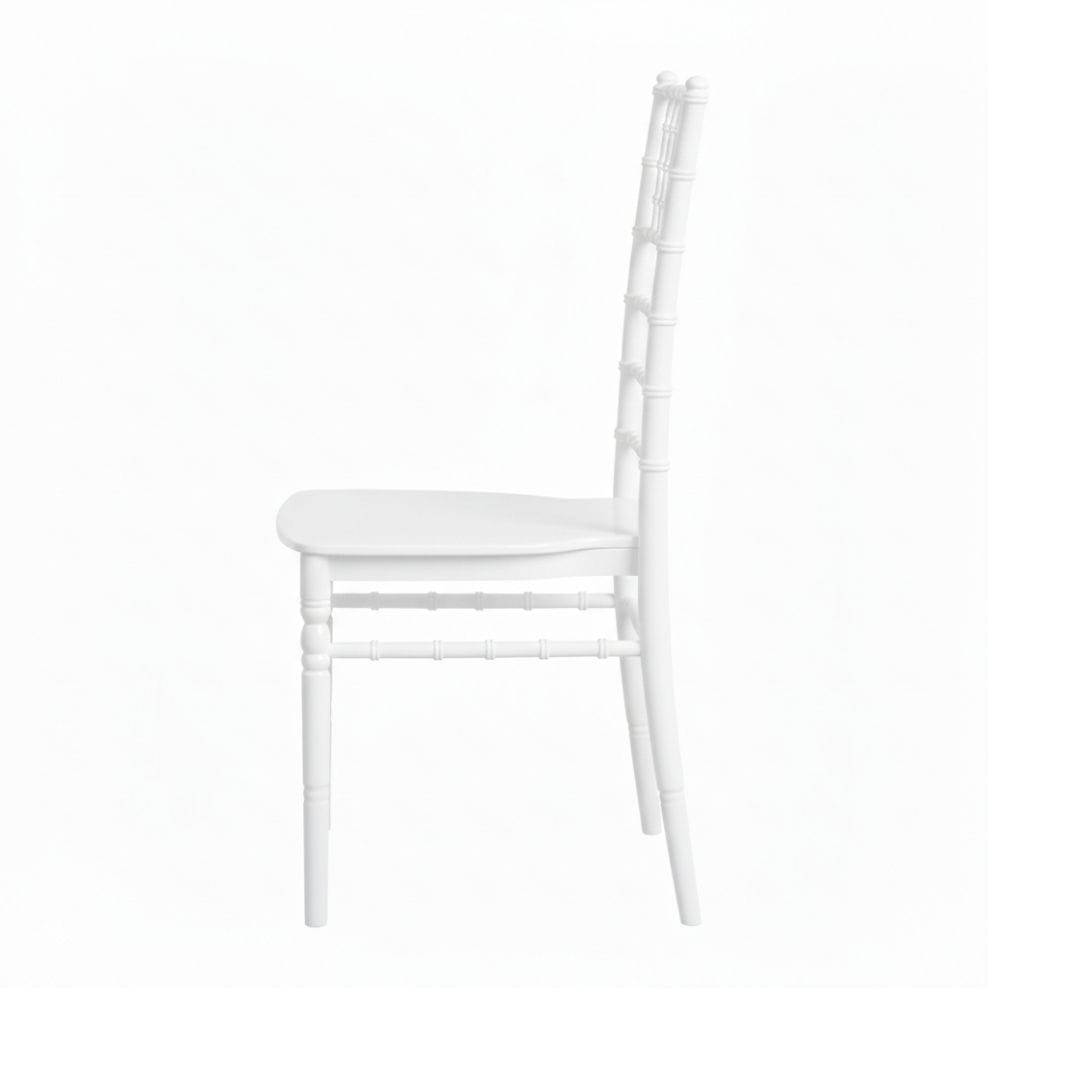 Chivari White BasicResin™ Chiavari Chair CCPW-v22-SG-T