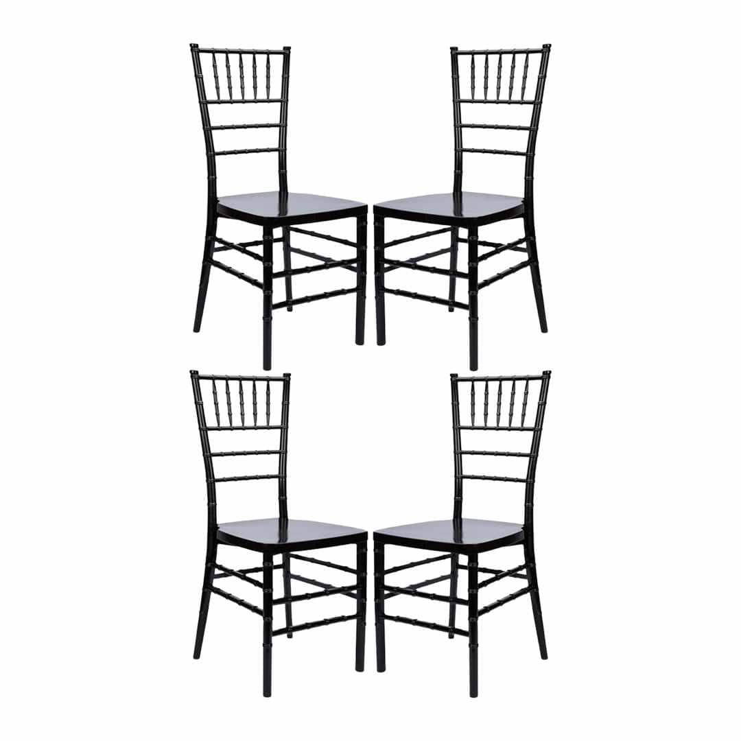 Chivari Black ToughResin Chiavari Chair - 4 Pack - Some Assembly Required CCRB-U-ZG-T-4