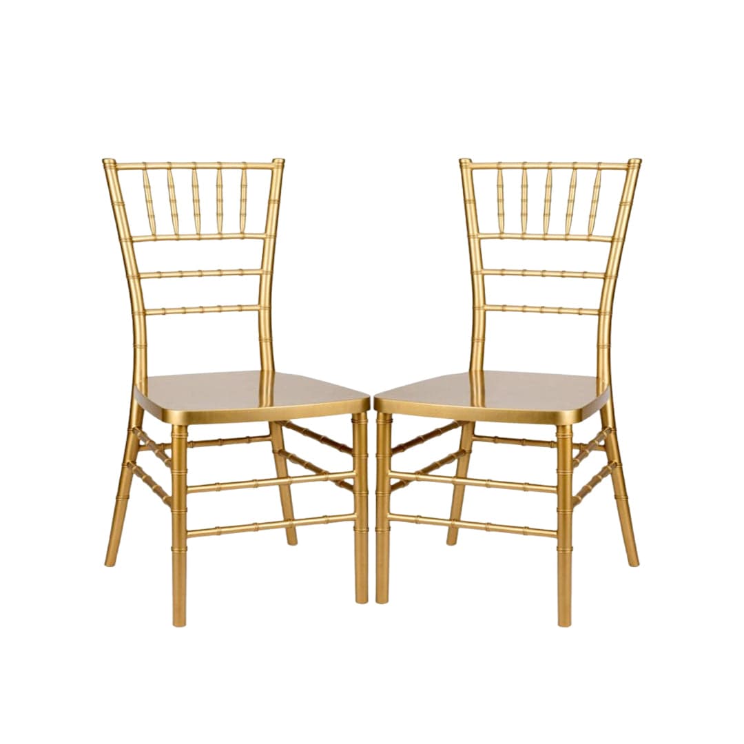 Chivari Bullion Gold Resin Steel Skeleton™ Chiavari Chair- 2 Pack - Some Assembly Required CCRGB-U2-STEEL-AX-T-2