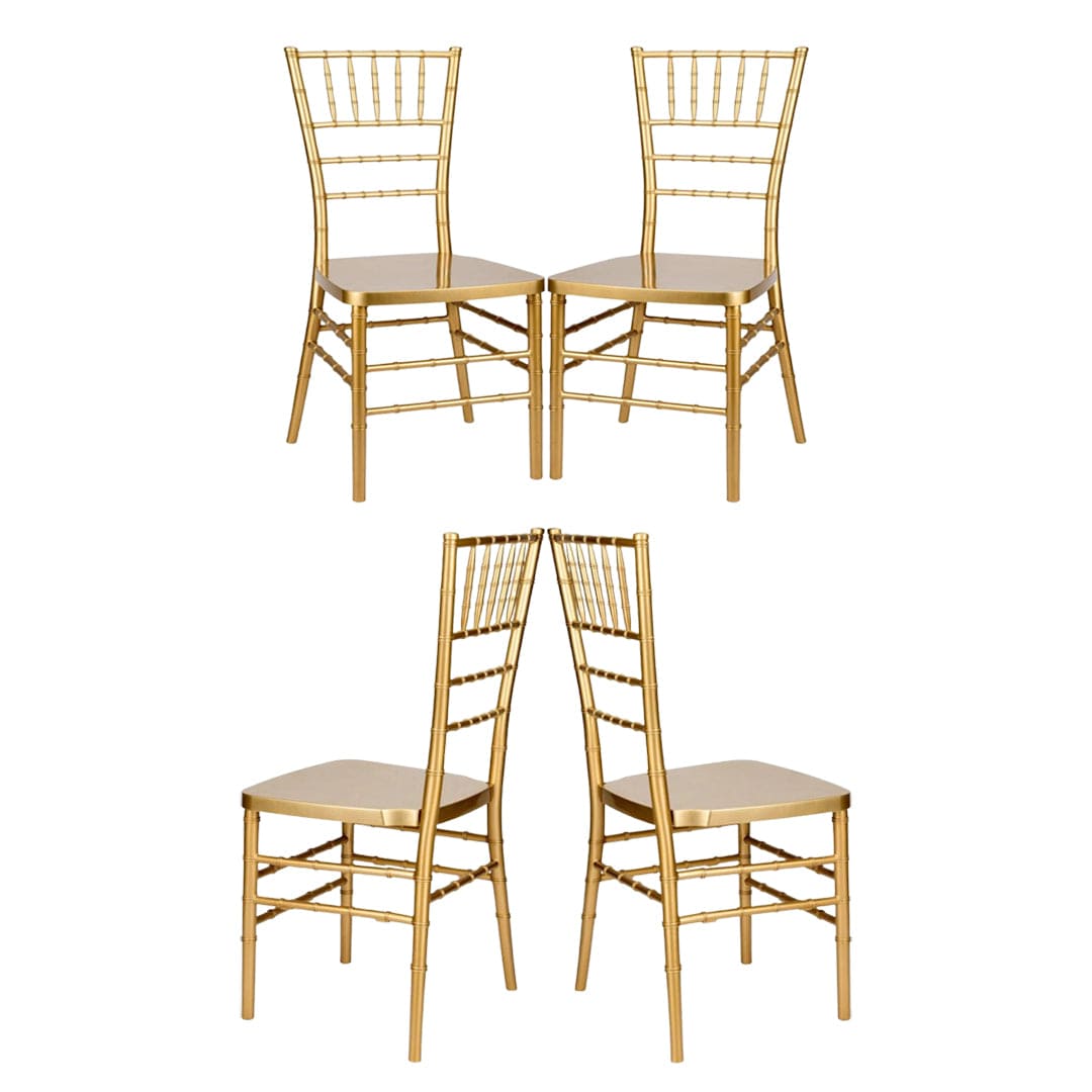 Chivari Bullion Gold Resin Steel Skeleton™ Chiavari Chair- 4 Pack - Some Assembly Required CCRGB-U4-STEEL-AX-T-4