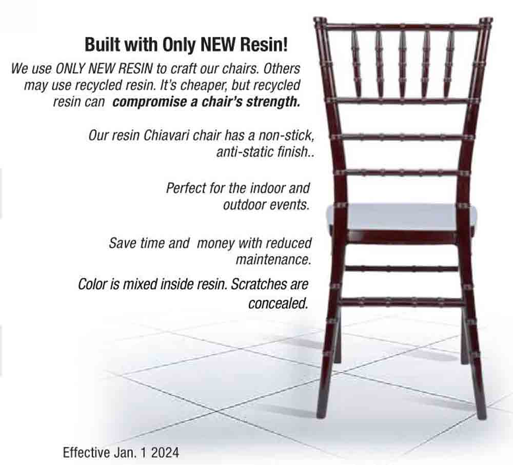 Chivari 40 Chair Pack Mahogany ToughResin™ Chiavari Chair CCRM-MONO-AX-T-40