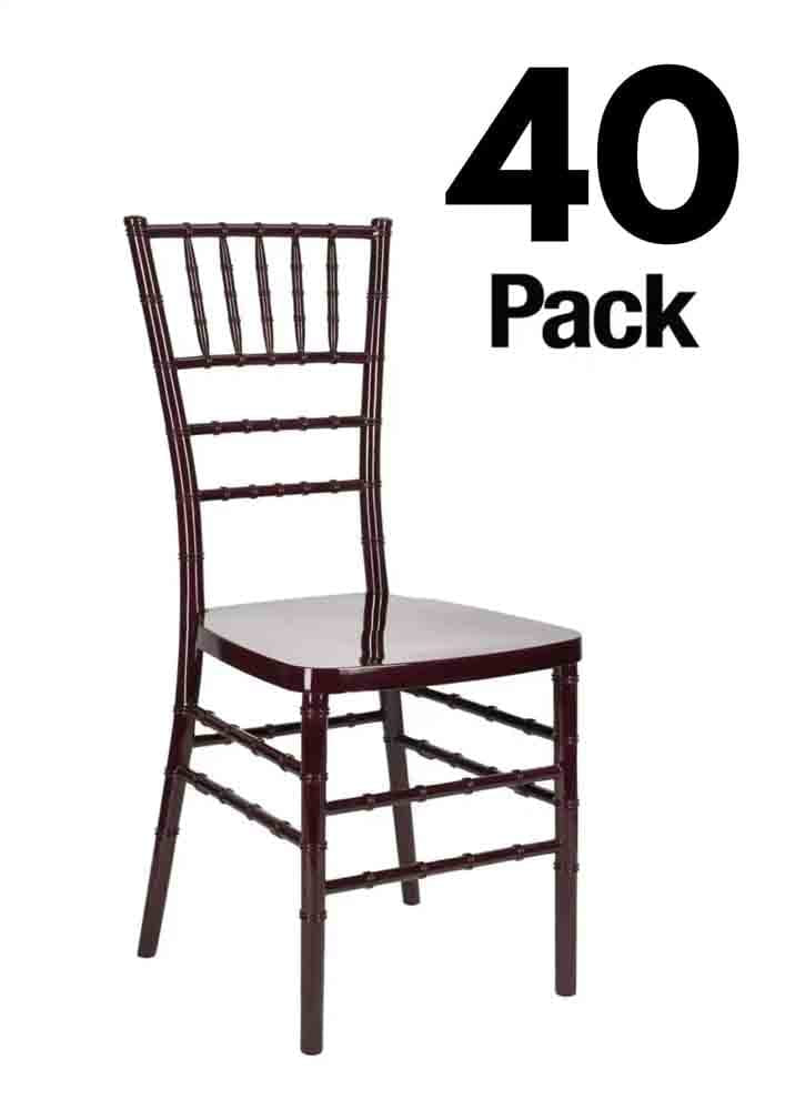 Chivari 40 Chair Pack Mahogany Steel Skeleton™ Resin Chiavari Chair CCRM-STEEL-AX-T-40