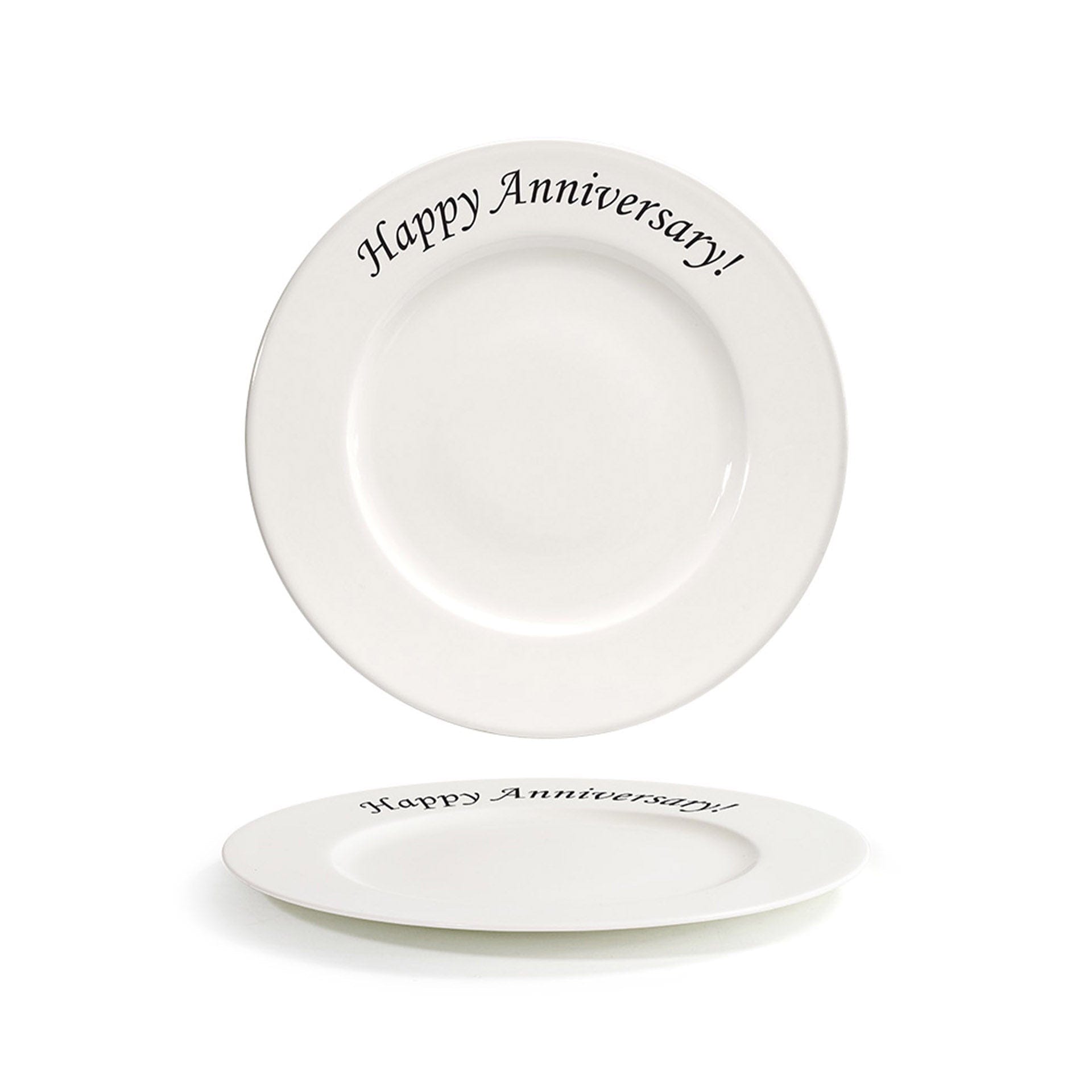 Front of the House FOH CDP133BEP22 10.62" Round Catalyst® Rim Plate - Happy Anniversary - Case of 6 FOH-CDP133BEP22