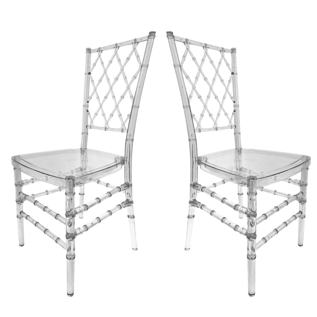 Chivari Clear Resin ProClear Diamond Back Chair - 2 Pack - Some Assembly Required CDRC2-U-ZG-T-2