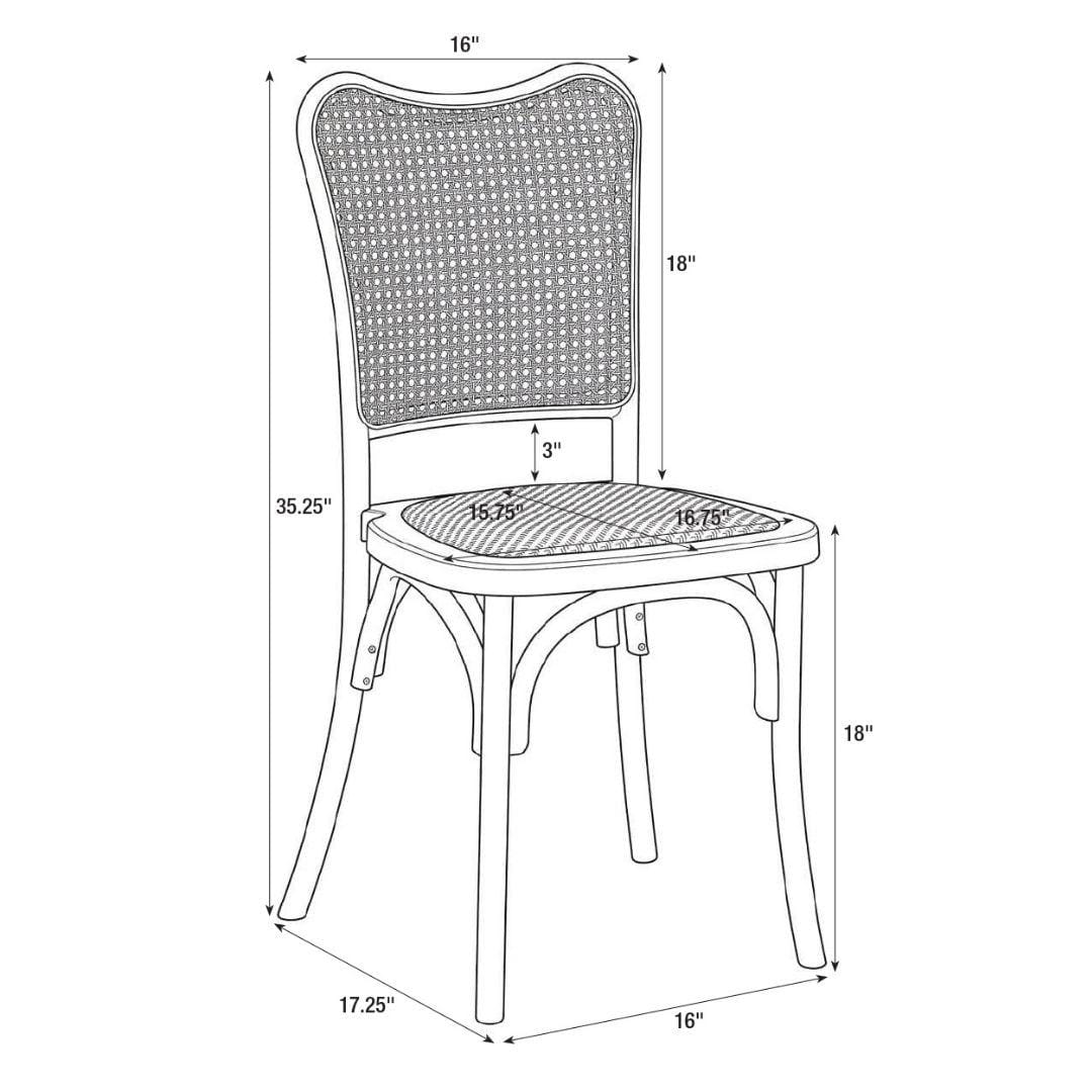 Chivari Black Emma Resin Chair with Natural Cane Back and Rattan Seat CERBN-ZG-T
