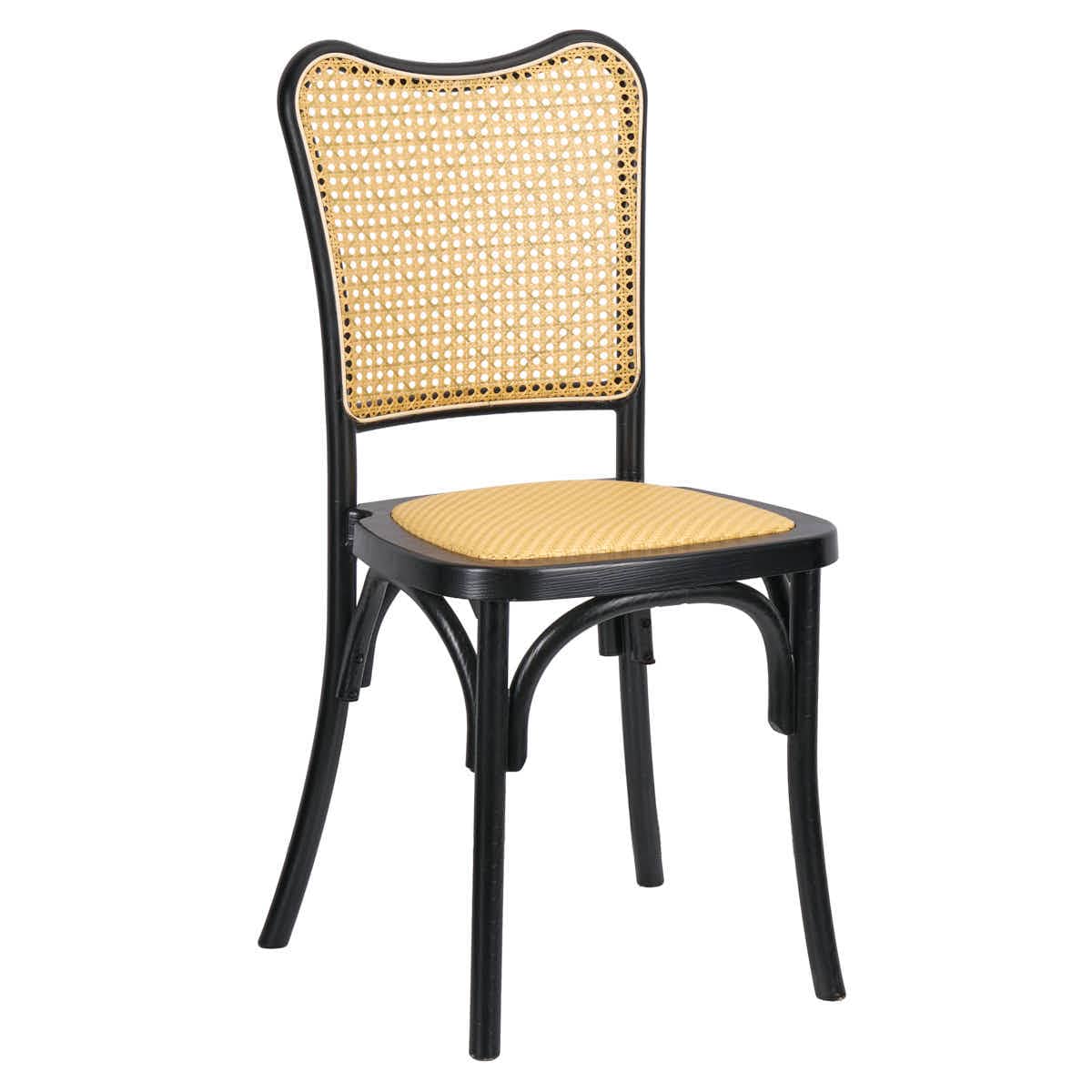 Chivari Black Emma Resin Chair with Natural Cane Back and Rattan Seat CERBN-ZG-T