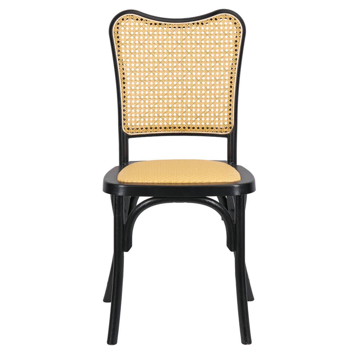 Chivari Black Emma Resin Chair with Natural Cane Back and Rattan Seat CERBN-ZG-T