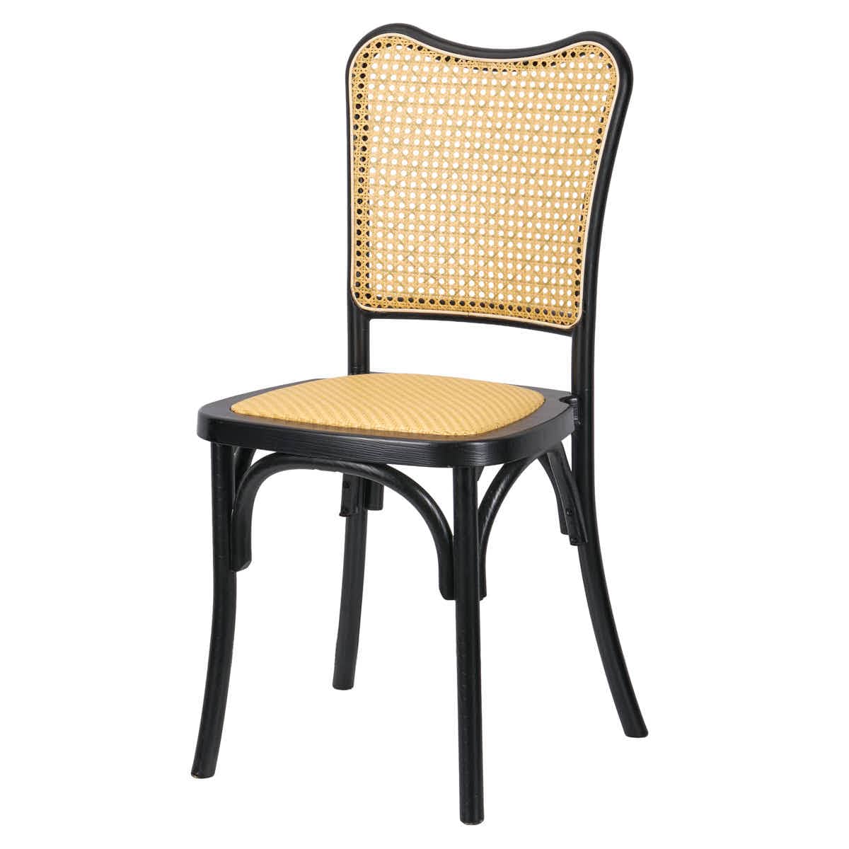 Chivari Black Emma Resin Chair with Natural Cane Back and Rattan Seat CERBN-ZG-T