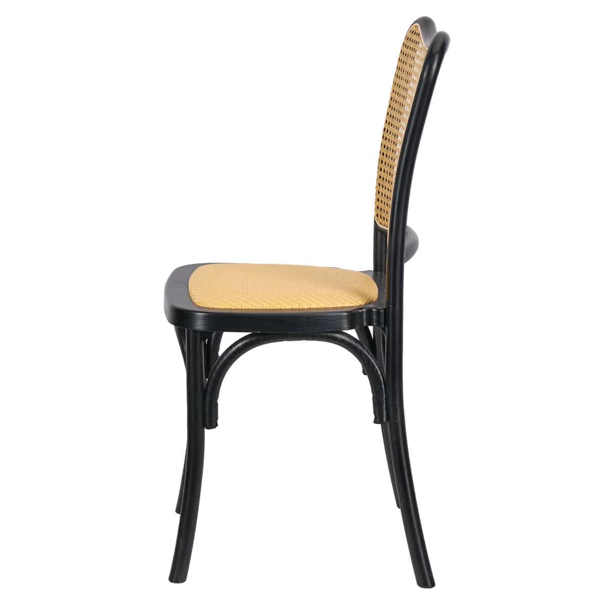 Chivari Black Emma Resin Chair with Natural Cane Back and Rattan Seat CERBN-ZG-T