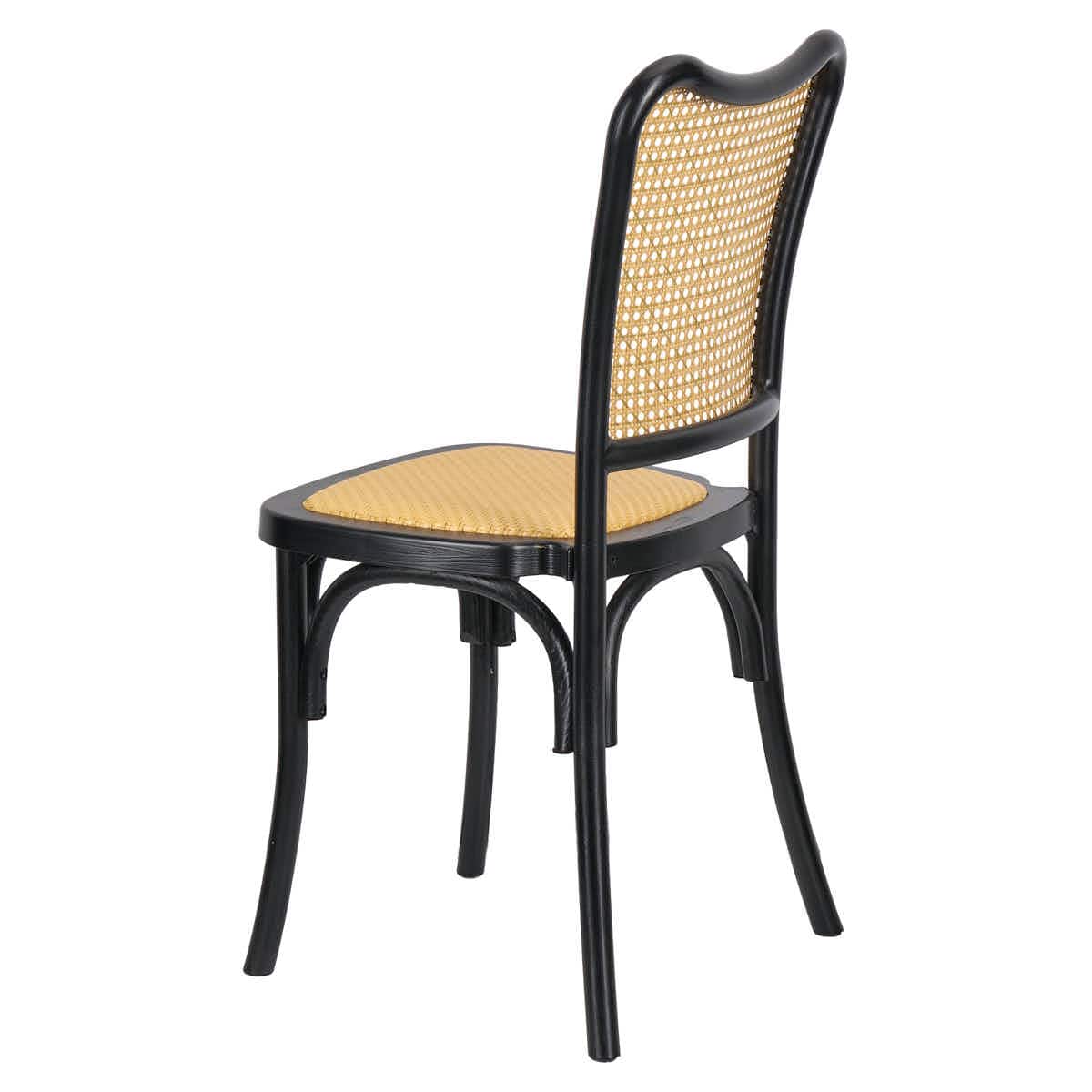 Chivari Black Emma Resin Chair with Natural Cane Back and Rattan Seat CERBN-ZG-T
