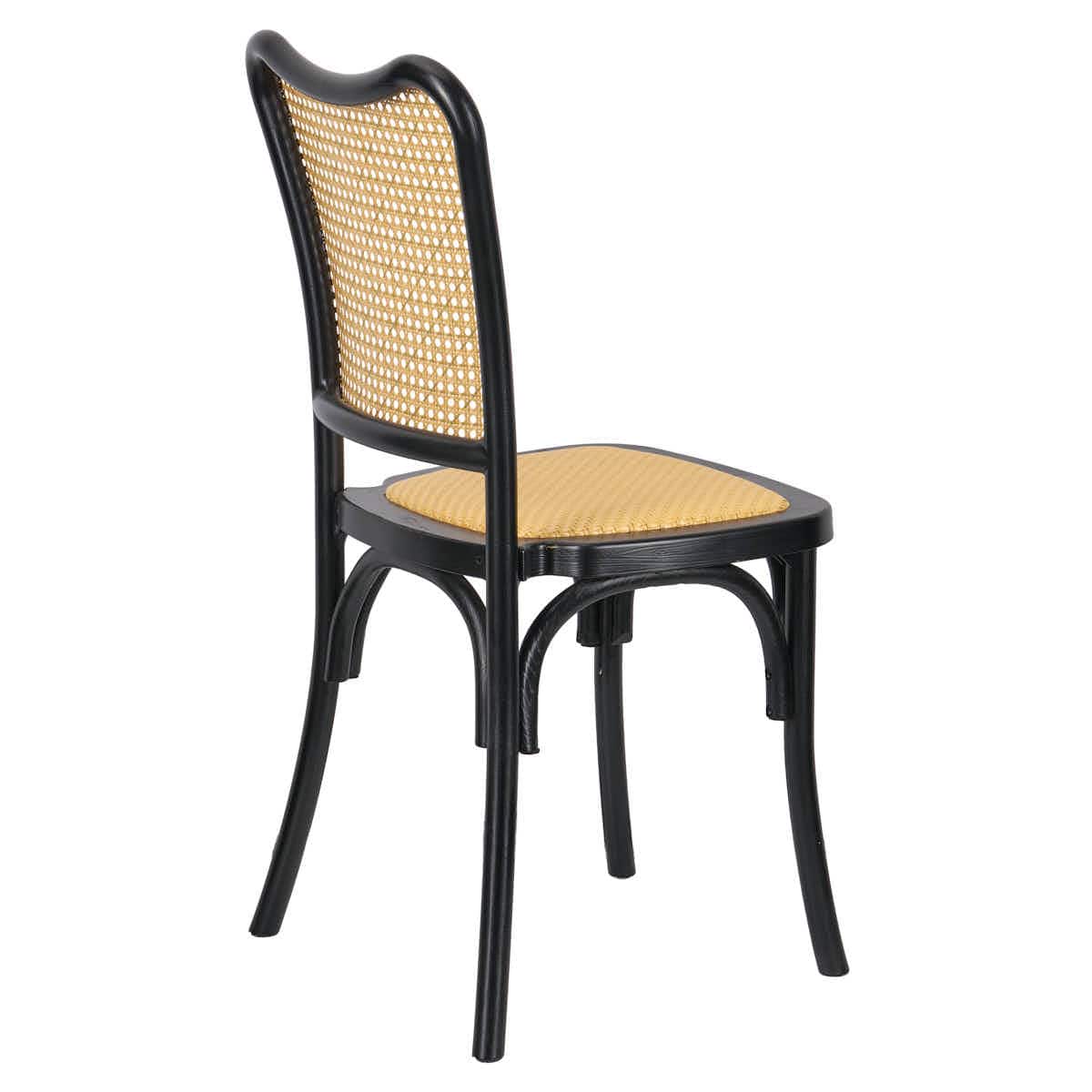 Chivari Black Emma Resin Chair with Natural Cane Back and Rattan Seat CERBN-ZG-T