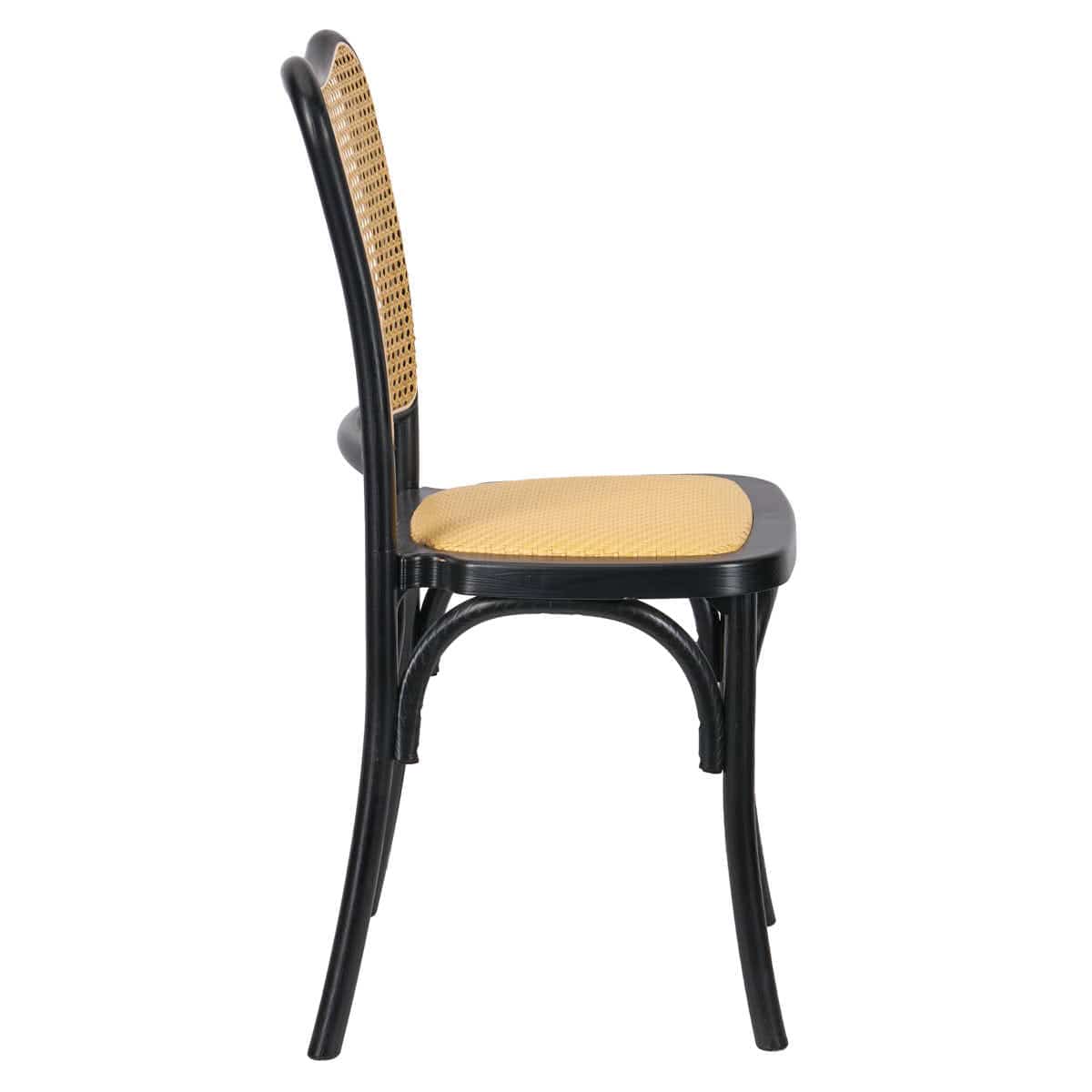 Chivari Black Emma Resin Chair with Natural Cane Back and Rattan Seat CERBN-ZG-T