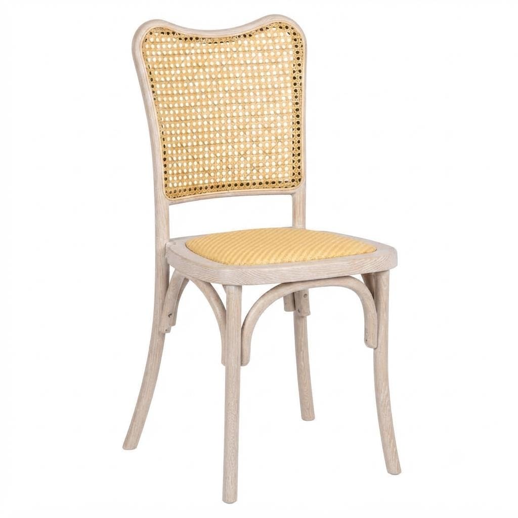 Chivari Natural Washed Emma Resin Chair with Natural Cane Back and Rattan Seat CERNW-ZG-T