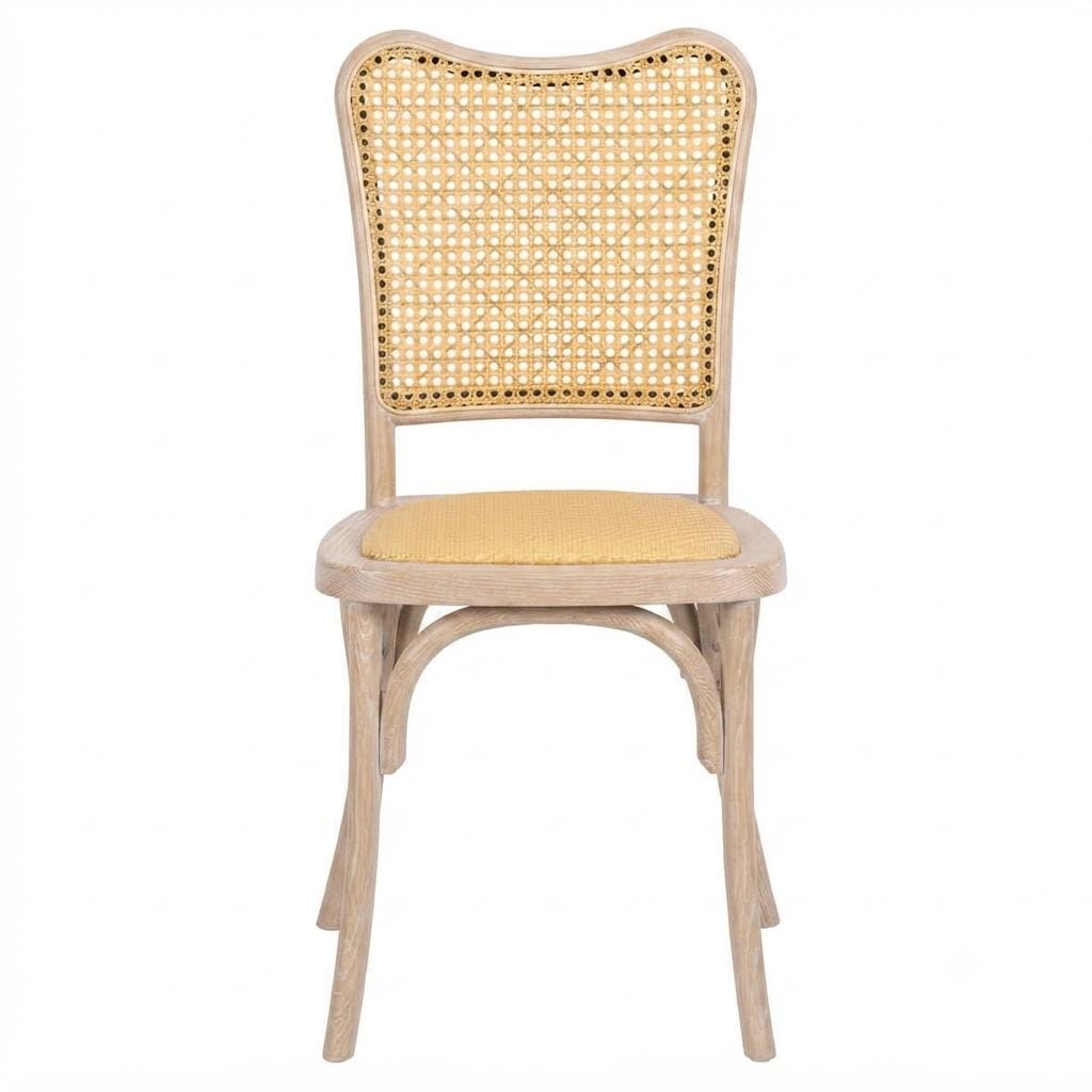 Chivari Natural Washed Emma Resin Chair with Natural Cane Back and Rattan Seat CERNW-ZG-T
