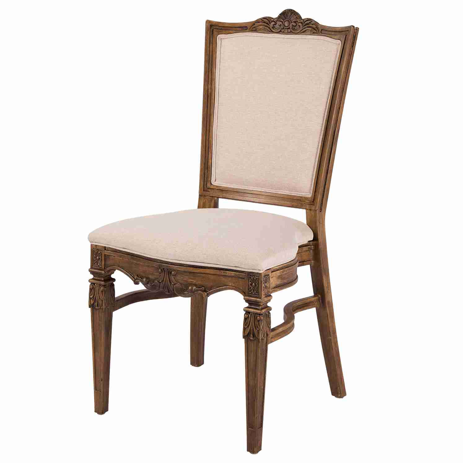 Chivari Rustic Fruitwood Emily Resin Chair with Beige Linen Seat Pad and Back CERRF-ZG-T