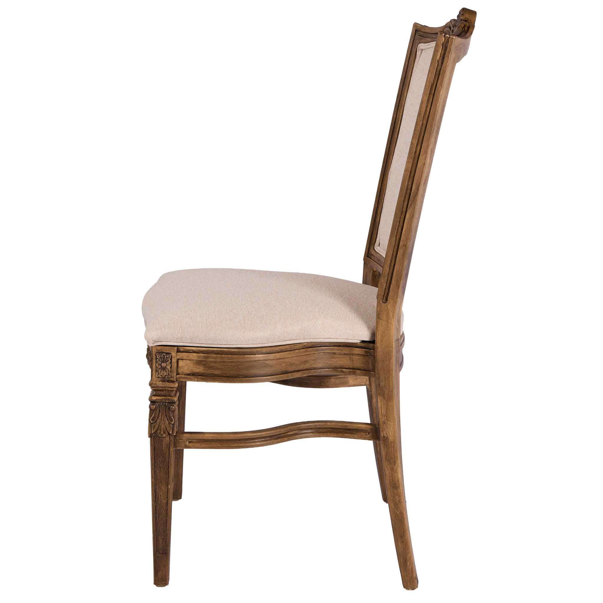 Chivari Rustic Fruitwood Emily Resin Chair with Beige Linen Seat Pad and Back CERRF-ZG-T
