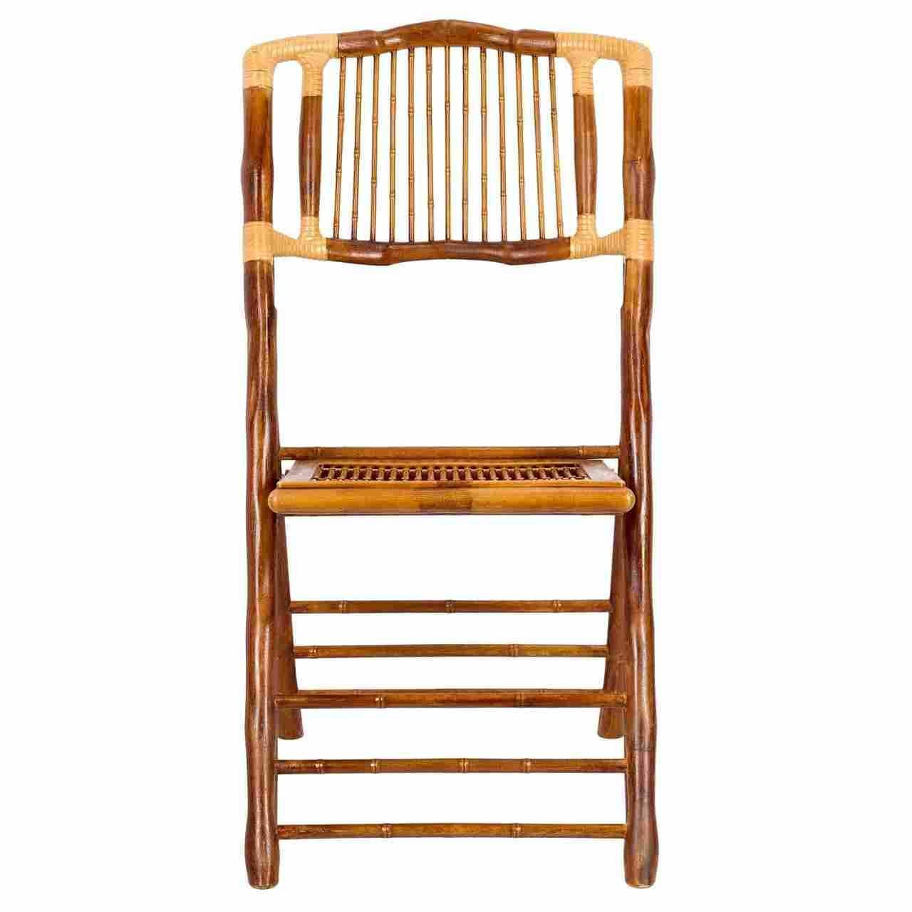 Chivari 40 Pack Synthetic Bamboo Folding Chairs with Steel Skeleton Frame CFBAM-ST-AX-40