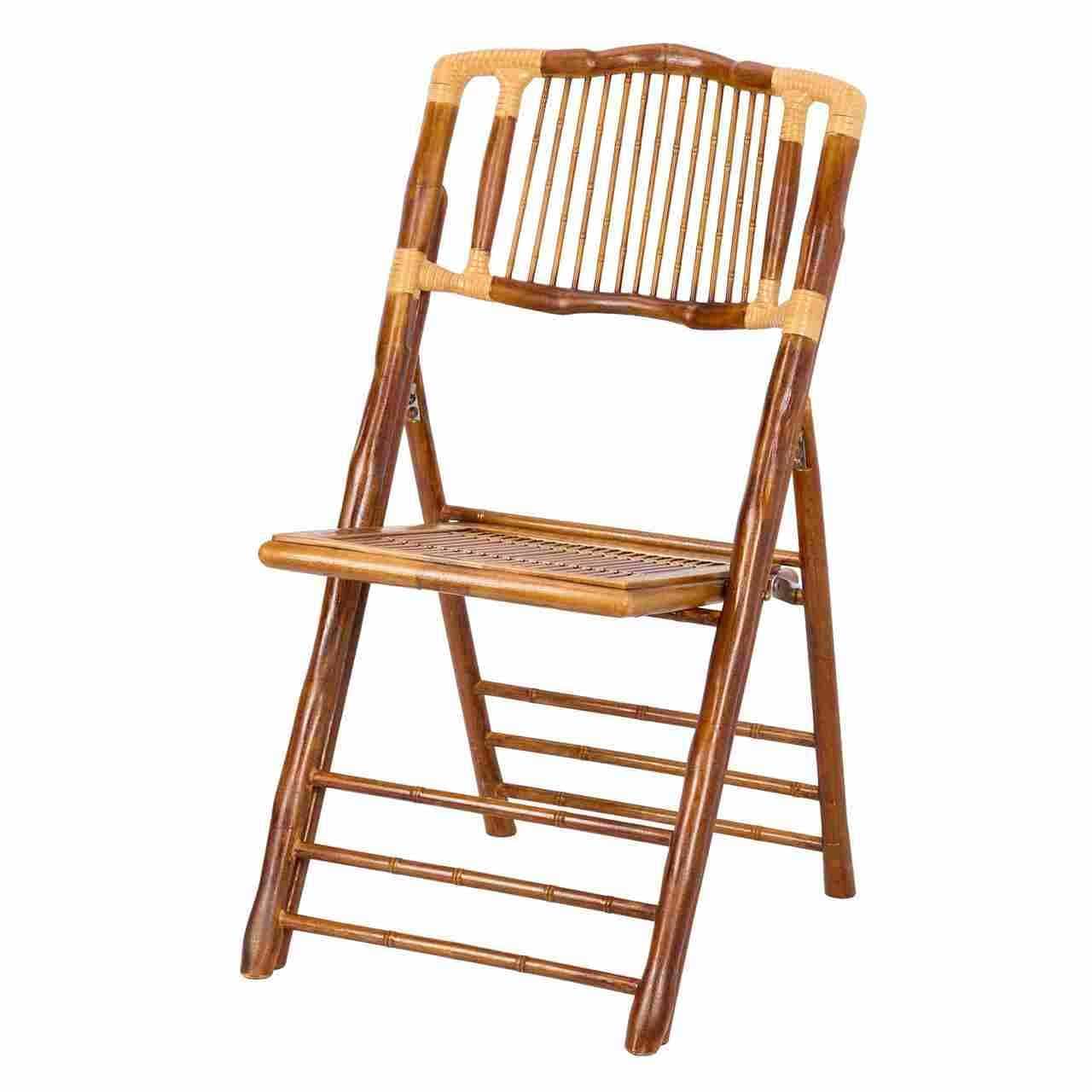 Chivari 40 Pack Synthetic Bamboo Folding Chairs with Steel Skeleton Frame CFBAM-ST-AX-40